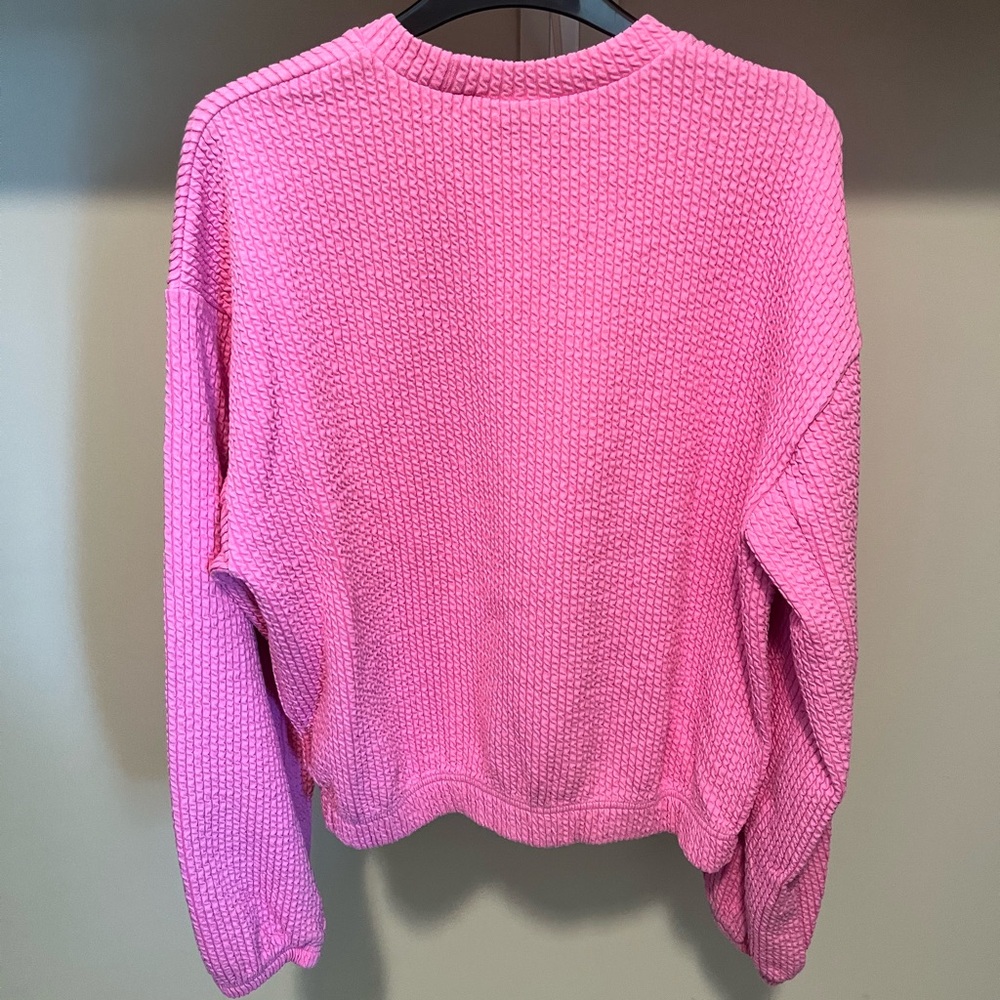 New Balance Pink Textured Sweatshirt - Picture 2 of 4